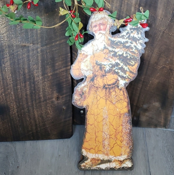 Saint nick Santa claus Christmas tree wood Christmas decor - Picture 3 of 10